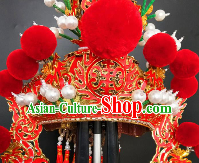 Chinese Beijing Opera Prince Red Hat Traditional Peking Opera Hair Accessories for Men Chinese Beijing Opera Prince Red Hat Traditional Peking Opera Hair Accessories for Men