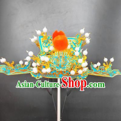 Chinese Beijing Opera Wealth God Hat Traditional Peking Opera Prime Minister Hair Accessories for Men