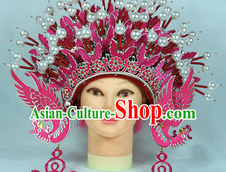 Chinese Beijing Opera Queen Pink Butterfly Phoenix Coronet Traditional Peking Opera Bride Hat Hair Accessories for Women Chinese Beijing Opera Queen Pink Butterfly Phoenix Coronet Traditional Peking Opera Bride Hat Hair Accessories for Women