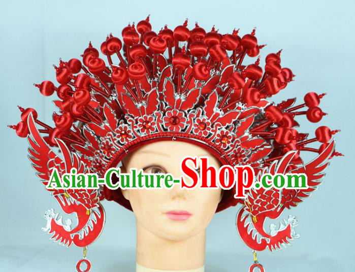 Chinese Beijing Opera Queen Red Butterfly Phoenix Coronet Traditional Peking Opera Bride Hat Hair Accessories for Women Chinese Beijing Opera Queen Red Butterfly Phoenix Coronet Traditional Peking Opera Bride Hat Hair Accessories for Women