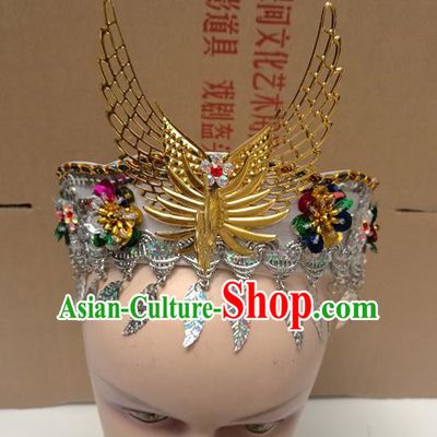 Chinese Ancient Princess White Hat Traditional Peking Opera Actress Dance Hair Accessories for Kids