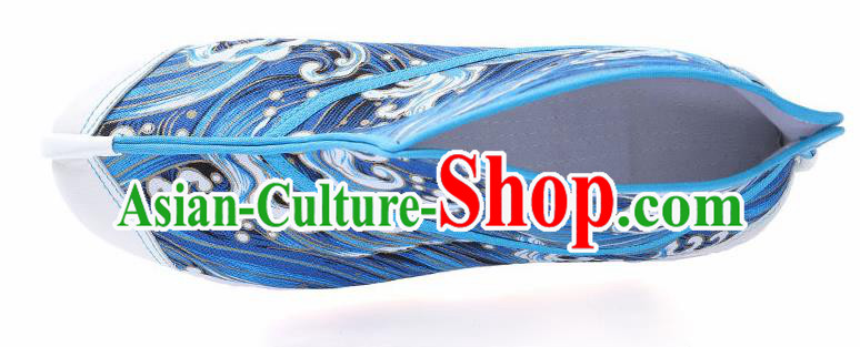 Chinese Traditional Handmade Blue Boots National Multi Layered Cloth Shoes for Men Chinese Traditional Handmade Blue Boots National Multi Layered Cloth Shoes for Men