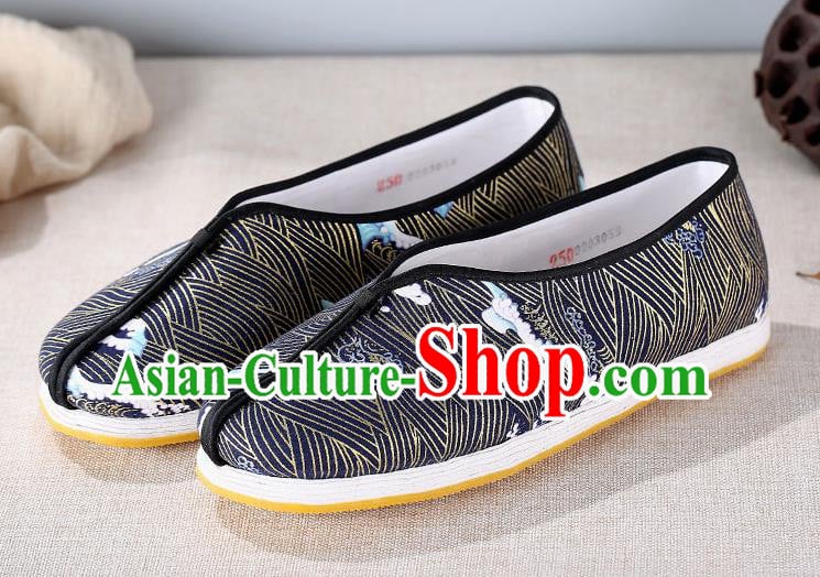 Chinese Traditional Handmade Navy Cloth Shoes National Multi Layered Cloth Shoes for Men Chinese Traditional Handmade Navy Cloth Shoes National Multi Layered Cloth Shoes for Men