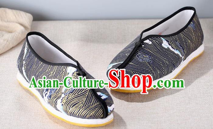 Chinese Traditional Handmade Navy Cloth Shoes National Multi Layered Cloth Shoes for Men Chinese Traditional Handmade Navy Cloth Shoes National Multi Layered Cloth Shoes for Men
