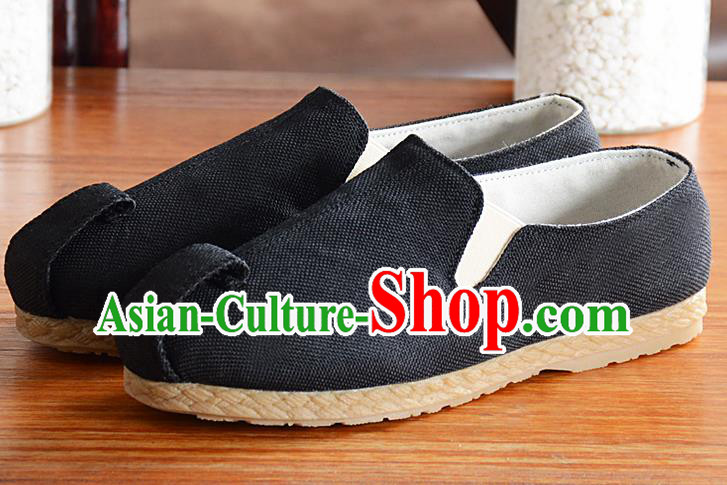 Traditional Chinese Handmade Flax Black Shoes National Multi Layered Cloth Shoes for Men Traditional Chinese Handmade Flax Black Shoes National Multi Layered Cloth Shoes for Men