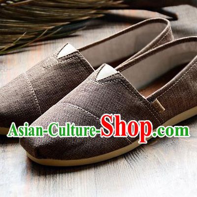 Traditional Chinese Martial Arts Shoes Handmade Brown Flax Shoes National Multi Layered Cloth Shoes for Men