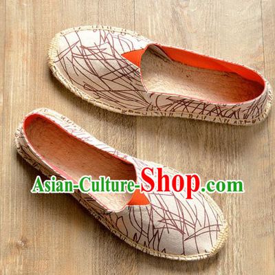 Traditional Chinese Martial Arts White Shoes Handmade Flax Shoes National Multi Layered Cloth Shoes for Men