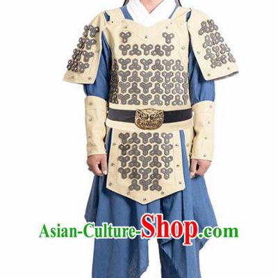 Chinese Ancient Traditional Han Dynasty General Costume Helmet and Armour for Men
