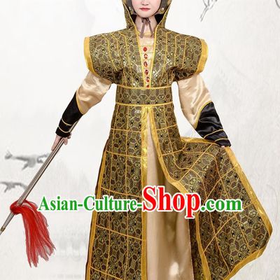 Chinese Ancient Traditional Northern and Southern Dynasties Female General Hua Mulan Costume Helmet and Armour for Women