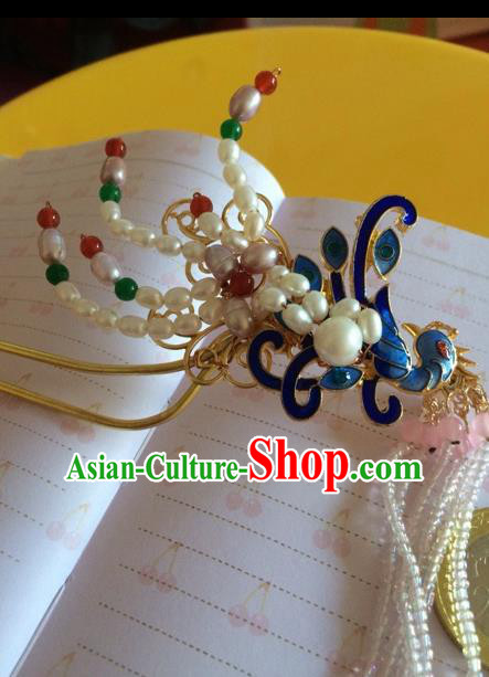 Chinese Ancient Princess Pearls Phoenix Hairpins Traditional Court Hair Accessories for Women Chinese Ancient Princess Pearls Phoenix Hairpins Traditional Court Hair Accessories for Women