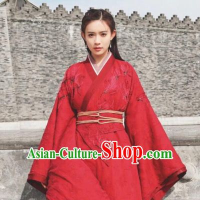 Ancient Chinese Drama Ever Night Traditional Tang Dynasty Taoism Swordsman Ye Hongyu Red Costumes for Women