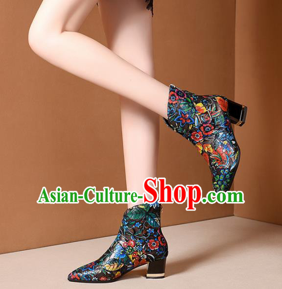 Traditional Chinese Handmade Ankle Boos National High Heel Shoes for Women Traditional Chinese Handmade Ankle Boos National High Heel Shoes for Women