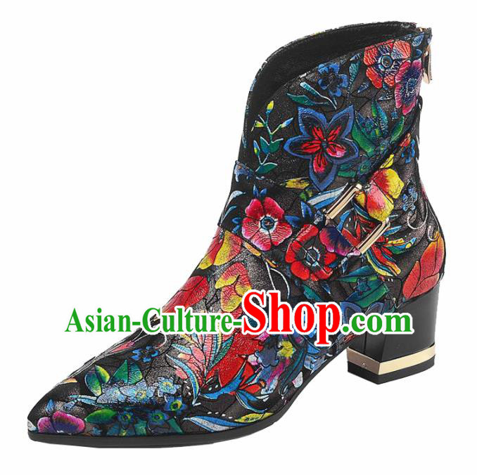 Traditional Chinese Handmade Ankle Boos National High Heel Shoes for Women Traditional Chinese Handmade Ankle Boos National High Heel Shoes for Women