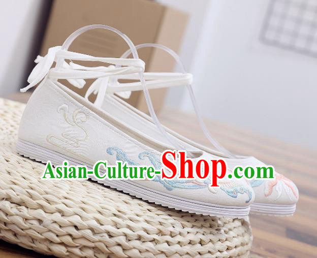 Traditional Chinese Handmade Embroidered Butterfly White Shoes National Cloth Shoes for Women Traditional Chinese Handmade Embroidered Butterfly White Shoes National Cloth Shoes for Women