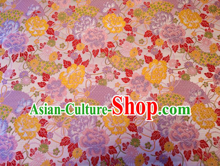 Asian Japan Traditional Peony Pattern Design Pink Brocade Damask Fabric Kimono Satin Material Asian Japan Traditional Peony Pattern Design Pink Brocade Damask Fabric Kimono Satin Material