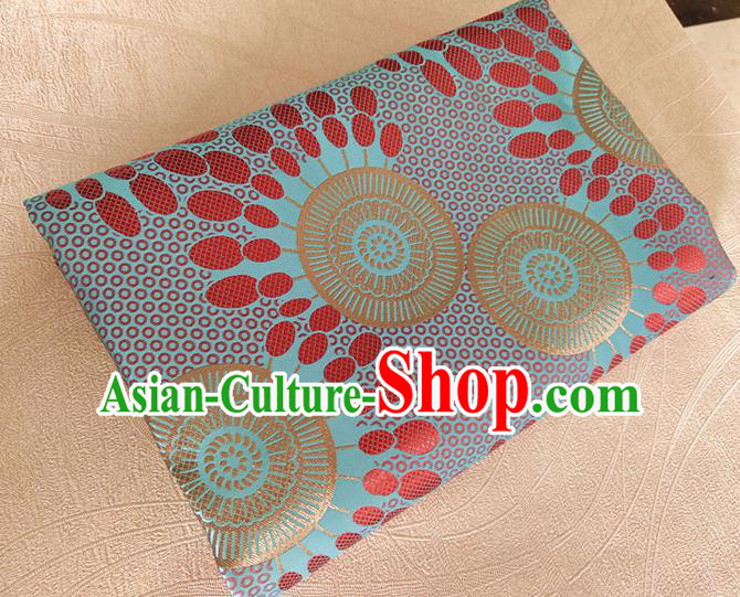 Asian Japan Traditional Sunflowers Pattern Design Green Brocade Damask Fabric Kimono Satin Material Asian Japan Traditional Sunflowers Pattern Design Green Brocade Damask Fabric Kimono Satin Material