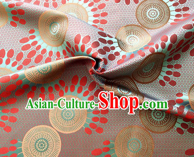 Asian Japan Traditional Sunflowers Pattern Design Green Brocade Damask Fabric Kimono Satin Material Asian Japan Traditional Sunflowers Pattern Design Green Brocade Damask Fabric Kimono Satin Material