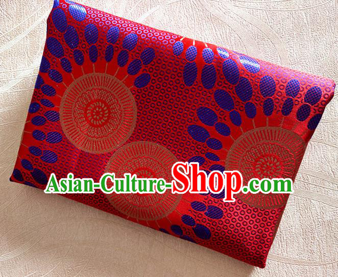 Asian Japan Traditional Sunflowers Pattern Design Red Brocade Damask Fabric Kimono Satin Material Asian Japan Traditional Sunflowers Pattern Design Red Brocade Damask Fabric Kimono Satin Material