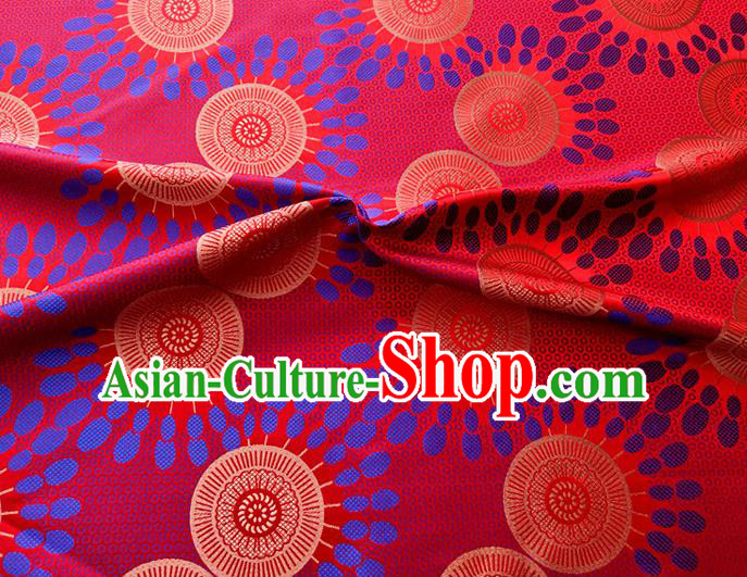 Asian Japan Traditional Sunflowers Pattern Design Red Brocade Damask Fabric Kimono Satin Material Asian Japan Traditional Sunflowers Pattern Design Red Brocade Damask Fabric Kimono Satin Material