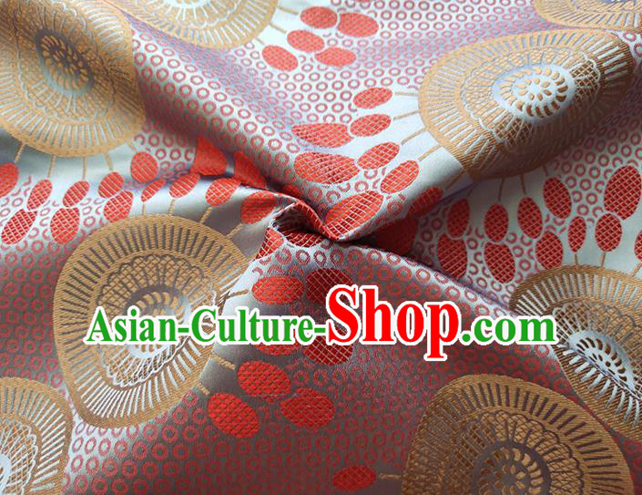 Asian Japan Traditional Sunflowers Pattern Design Blue Brocade Damask Fabric Kimono Satin Material