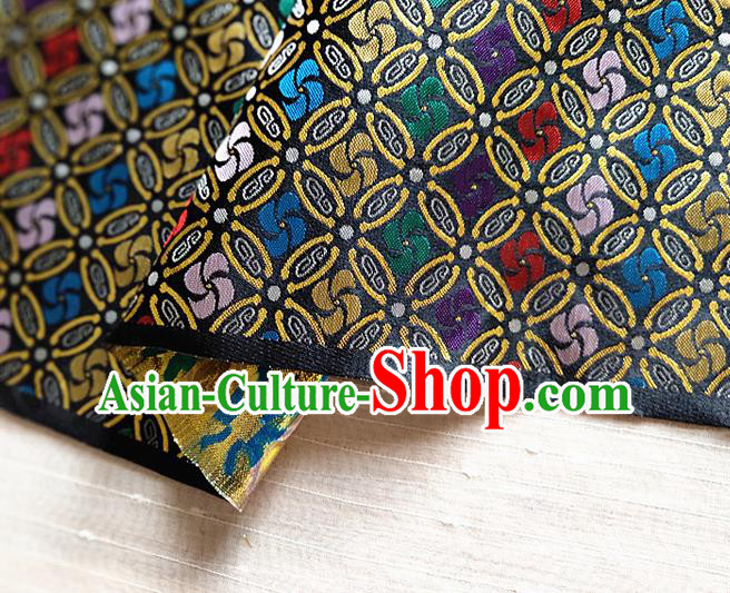 Asian Chinese Traditional Winnower Pattern Design Black Brocade Cheongsam Fabric Silk Material Asian Chinese Traditional Winnower Pattern Design Black Brocade Cheongsam Fabric Silk Material