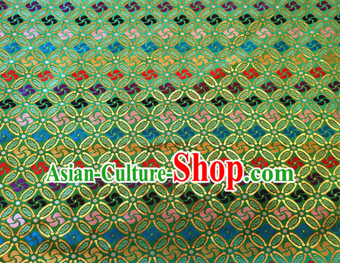 Asian Chinese Traditional Winnower Pattern Design Green Brocade Cheongsam Fabric Silk Material Asian Chinese Traditional Winnower Pattern Design Green Brocade Cheongsam Fabric Silk Material
