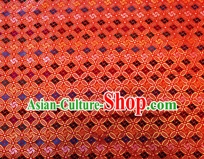 Asian Chinese Traditional Winnower Pattern Design Red Brocade Cheongsam Fabric Silk Material Asian Chinese Traditional Winnower Pattern Design Red Brocade Cheongsam Fabric Silk Material