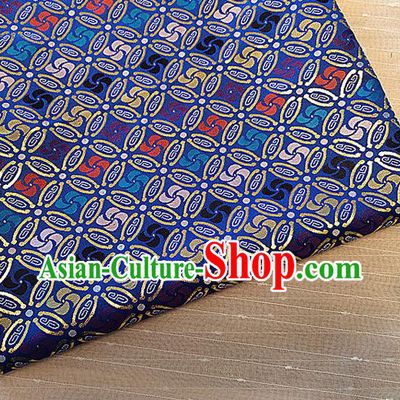 Asian Chinese Traditional Winnower Pattern Design Royalblue Brocade Cheongsam Fabric Silk Material