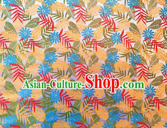 Asian Chinese Traditional Tree Leaf Pattern Design White Brocade Cheongsam Fabric Silk Material Asian Chinese Traditional Tree Leaf Pattern Design White Brocade Cheongsam Fabric Silk Material