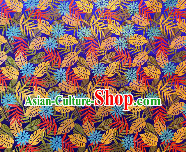 Asian Chinese Traditional Tree Leaf Pattern Design Royalblue Brocade Cheongsam Fabric Silk Material Asian Chinese Traditional Tree Leaf Pattern Design Royalblue Brocade Cheongsam Fabric Silk Material