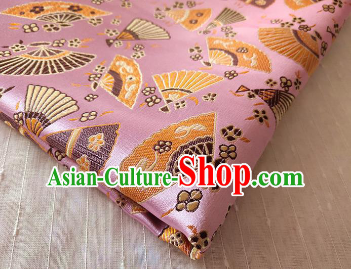 Asian Japan Traditional Folding Fan Pattern Design Pink Brocade Damask Fabric Kimono Satin Material Asian Japan Traditional Folding Fan Pattern Design Pink Brocade Damask Fabric Kimono Satin Material