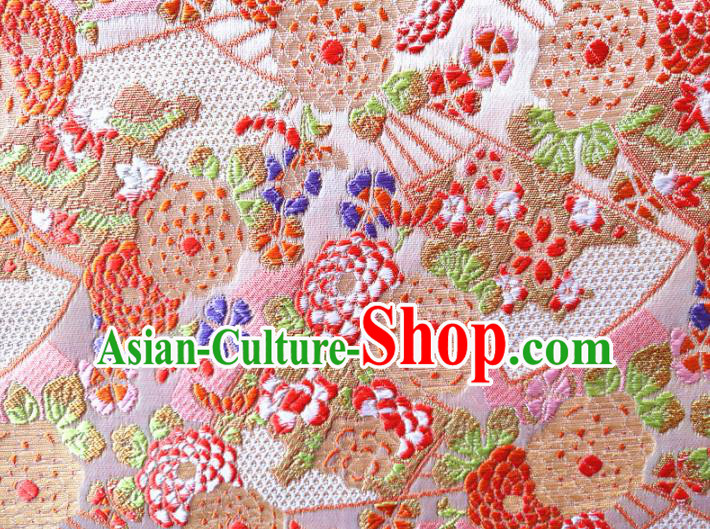 Asian Japan Traditional Peony Pattern Design Pink Brocade Damask Fabric Kimono Satin Material Asian Japan Traditional Peony Pattern Design Pink Brocade Damask Fabric Kimono Satin Material