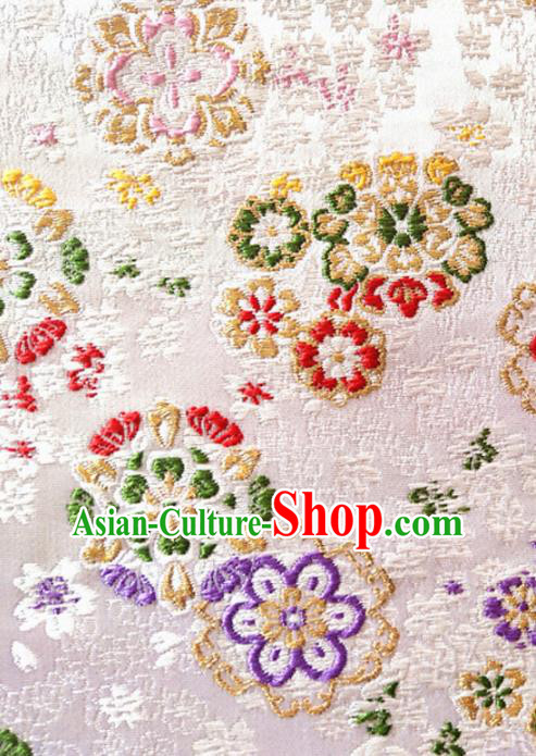 Asian Japan Traditional Sakura Pattern Design White Brocade Damask Fabric Kimono Satin Material Asian Japan Traditional Sakura Pattern Design White Brocade Damask Fabric Kimono Satin Material