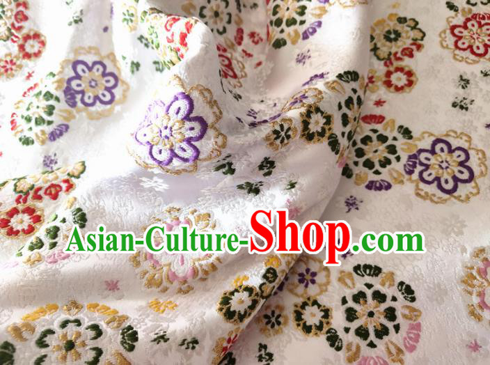 Asian Japan Traditional Sakura Pattern Design White Brocade Damask Fabric Kimono Satin Material Asian Japan Traditional Sakura Pattern Design White Brocade Damask Fabric Kimono Satin Material