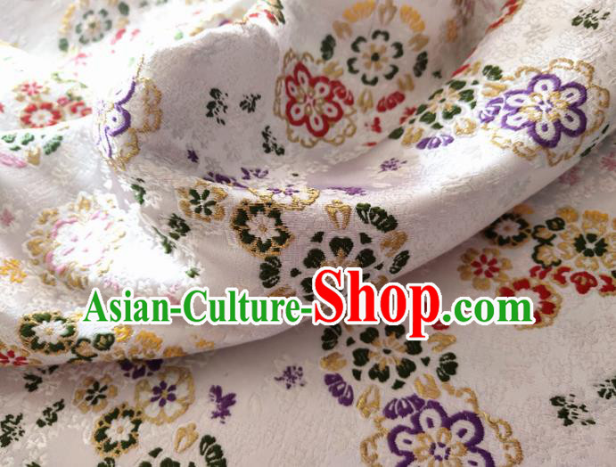 Asian Japan Traditional Sakura Pattern Design White Brocade Damask Fabric Kimono Satin Material Asian Japan Traditional Sakura Pattern Design White Brocade Damask Fabric Kimono Satin Material