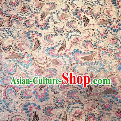 Asian Chinese Traditional Cockscomb Pattern Design Beige Brocade Cheongsam Fabric Silk Material
