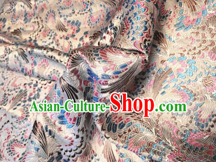 Asian Chinese Traditional Cockscomb Pattern Design Beige Brocade Cheongsam Fabric Silk Material Asian Chinese Traditional Cockscomb Pattern Design Beige Brocade Cheongsam Fabric Silk Material