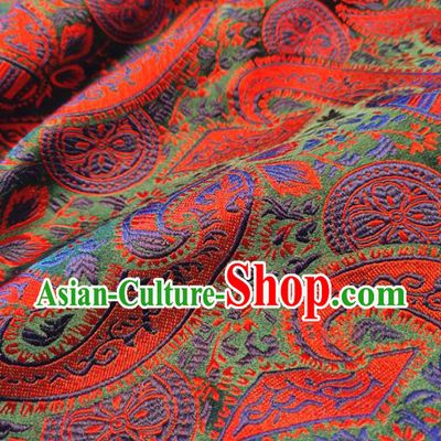 Asian Chinese Traditional Paisley Pattern Design Green Brocade Cheongsam Fabric Silk Material