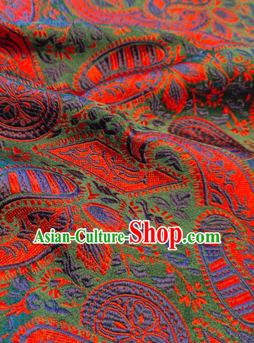 Asian Chinese Traditional Paisley Pattern Design Green Brocade Cheongsam Fabric Silk Material Asian Chinese Traditional Paisley Pattern Design Green Brocade Cheongsam Fabric Silk Material