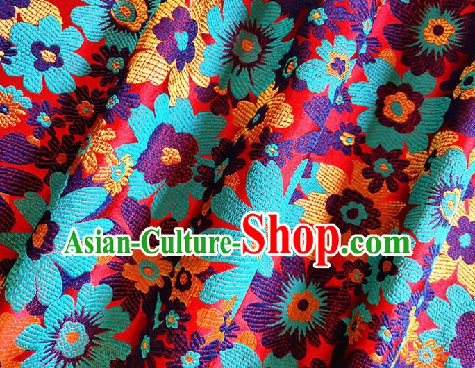 Asian Chinese Traditional Sunflowers Pattern Design Blue Brocade Cheongsam Fabric Silk Material Asian Chinese Traditional Sunflowers Pattern Design Blue Brocade Cheongsam Fabric Silk Material