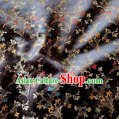 Asian Chinese Traditional Tuberose Pattern Design Black Brocade Cheongsam Fabric Silk Material