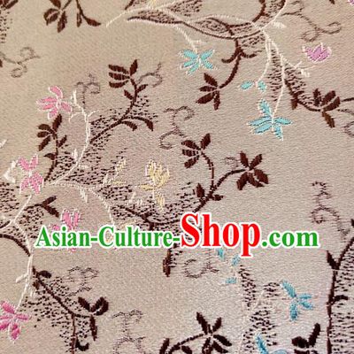 Asian Chinese Traditional Tuberose Pattern Design Beige Brocade Cheongsam Fabric Silk Material