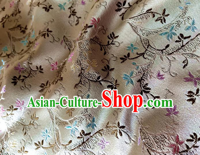 Asian Chinese Traditional Tuberose Pattern Design Beige Brocade Cheongsam Fabric Silk Material Asian Chinese Traditional Tuberose Pattern Design Beige Brocade Cheongsam Fabric Silk Material
