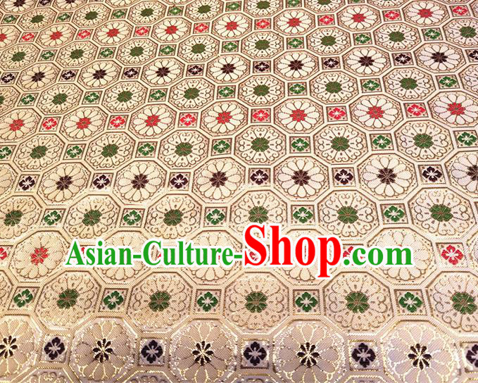 Asian Japan Traditional Chrysanthemum Pattern Design White Brocade Damask Fabric Kimono Satin Material Asian Japan Traditional Chrysanthemum Pattern Design White Brocade Damask Fabric Kimono Satin Material
