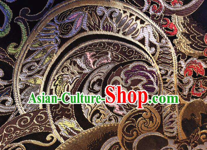 Asian Japan Traditional Pattern Design Brown Brocade Damask Fabric Kimono Satin Material Asian Japan Traditional Pattern Design Brown Brocade Damask Fabric Kimono Satin Material