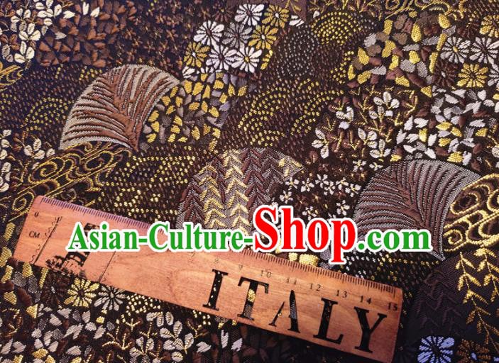 Asian Japan Traditional Cycas Pattern Design Brown Brocade Damask Fabric Kimono Satin Material Asian Japan Traditional Cycas Pattern Design Brown Brocade Damask Fabric Kimono Satin Material