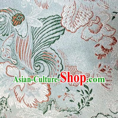 Asian Chinese Traditional Phalaenopsis Pattern Design Light Green Brocade Cheongsam Fabric Silk Material