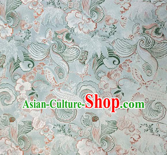 Asian Chinese Traditional Phalaenopsis Pattern Design Light Green Brocade Cheongsam Fabric Silk Material Asian Chinese Traditional Phalaenopsis Pattern Design Light Green Brocade Cheongsam Fabric Silk Material