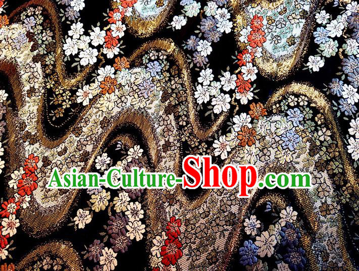 Asian Japan Traditional Cherry Blossom Pattern Design Red Brocade Damask Fabric Kimono Satin Material Asian Japan Traditional Cherry Blossom Pattern Design Red Brocade Damask Fabric Kimono Satin Material