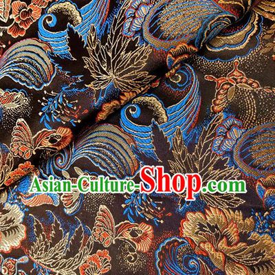 Asian Chinese Traditional Phalaenopsis Pattern Design Brown Brocade Cheongsam Fabric Silk Material